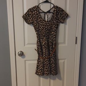 Leopard Print Short Sleeve Dress